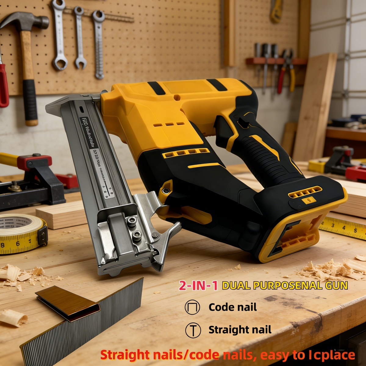 Nail Gun Brad - Pistolet do gwoździ bezszczotkowy, akumulatorowy 2-w-1,